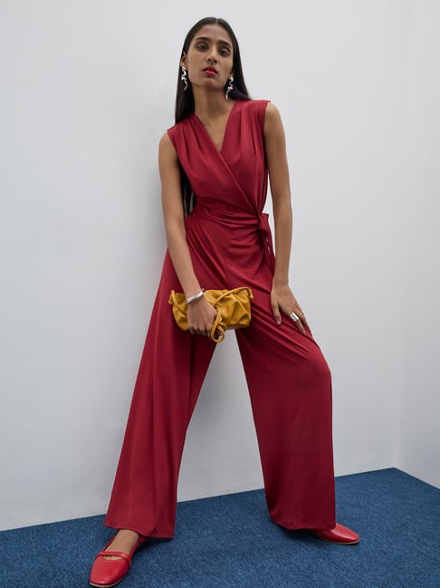 Wardrobe by Westside Red Knot-Detailed Jumpsuit