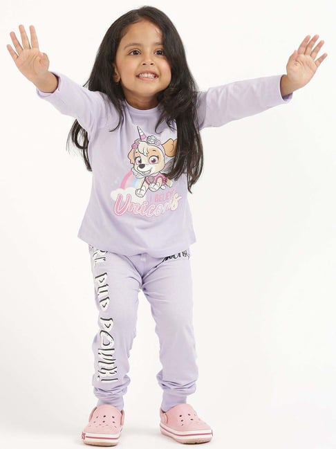 Nap Chief Girls Lilac Cotton Character Based Full Sleeves Night Suits