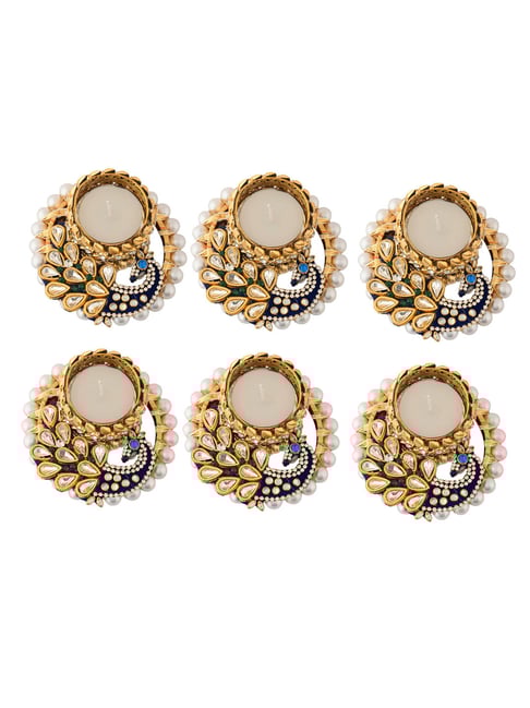 Aapno Rajasthan Blue Metal Animals Candle holder-picture-29