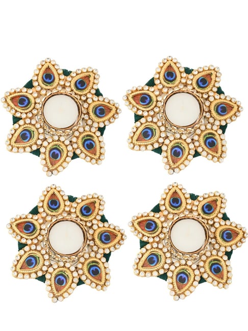 Aapno Rajasthan Blue Metal Animals Candle holder-picture-39