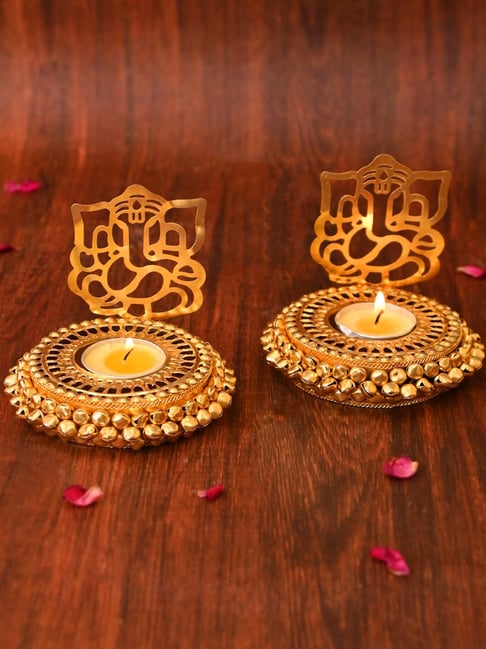 Aapno Rajasthan Gold Metal Basic Candle holder-picture-20