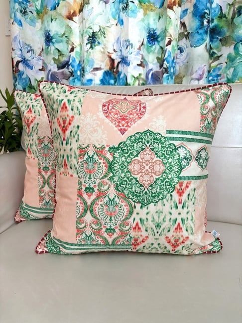 TARA Sparkling Homes Printed Peach Velvet Cushion Cover -  Set of 2-image-46