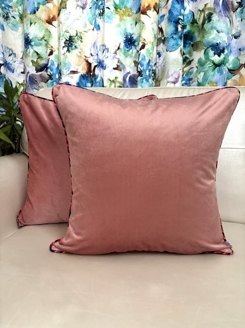 TARA Sparkling Homes Velvet Pink Velvet Cushion Cover - Set of 2-picture-13