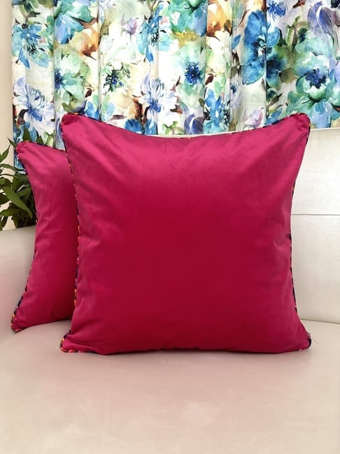 TARA Sparkling Homes Velvet Pink Velvet Cushion Cover Set of
