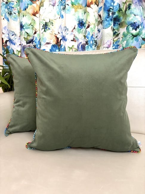 TARA Sparkling Homes Velvet Green Velvet Cushion Cover -  Set of 2-image-15