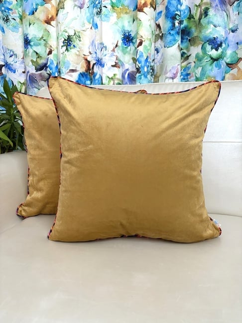 TARA Sparkling Homes Velvet Yellow Velvet Cushion Cover -  Set of 2-image-45