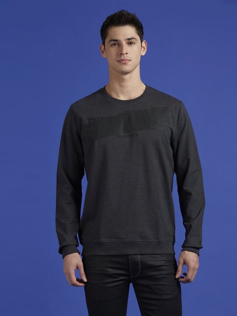 Pepe Jeans Grey Cotton Regular Fit Printed Sweatshirt