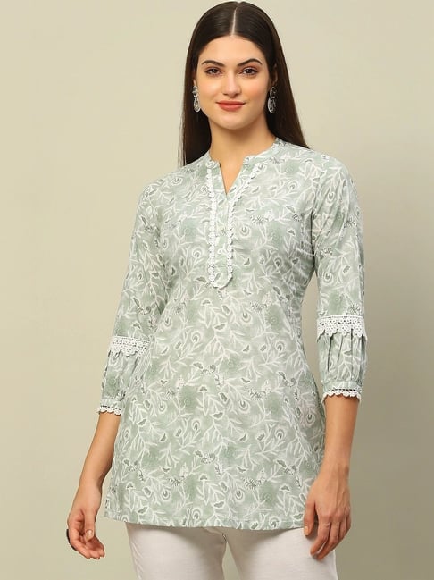 Rangriti Sage Green Cotton Printed Top-picture-22