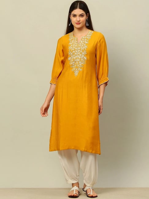 Rangriti Yellow Straight Kurta-picture-48