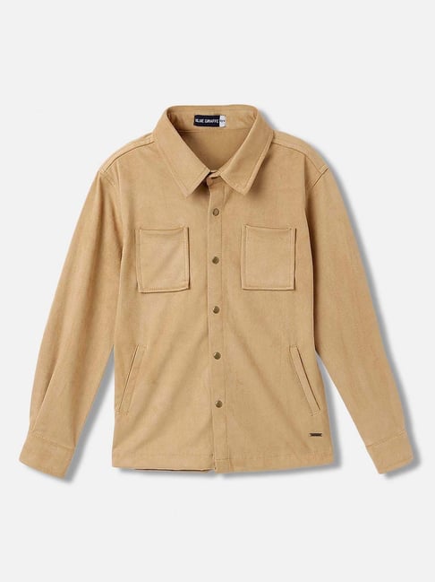 Blue Giraffe Boys Khaki Solid Full Sleeves 1 Shirt-picture-17