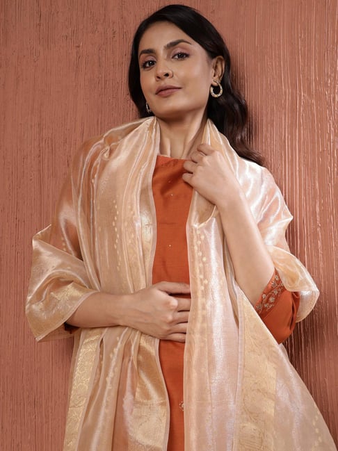 Fabindia Beige Tissue Woven Dupatta
