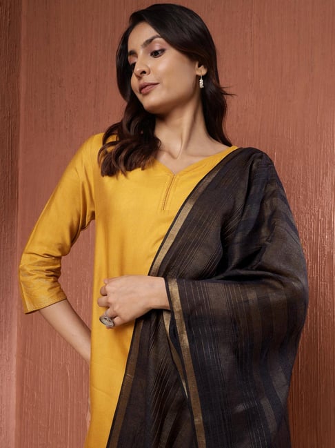 Fabindia Black Silk Blend Woven Stole