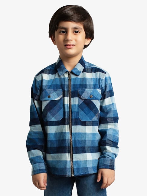 Ed-A-Mamma Boys Blue Corduroy Checks Shirt