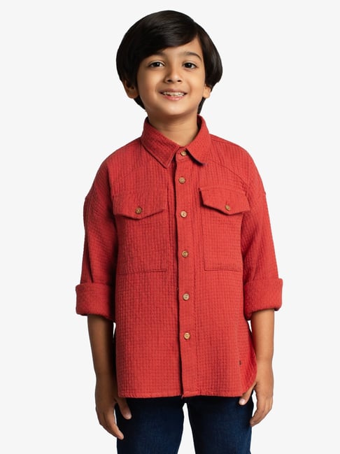 Ed-A-Mamma Boys Rust Cotton Shirt