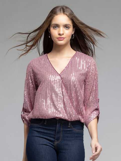 SHAYE Pink Embellished Top