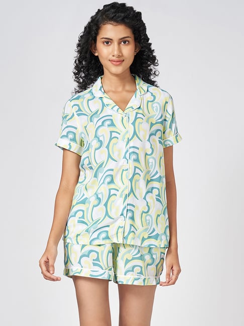Dreamz By Pantaloons Turquoise Viscose Comfort Fit Print Sleepwear robes-picture-10
