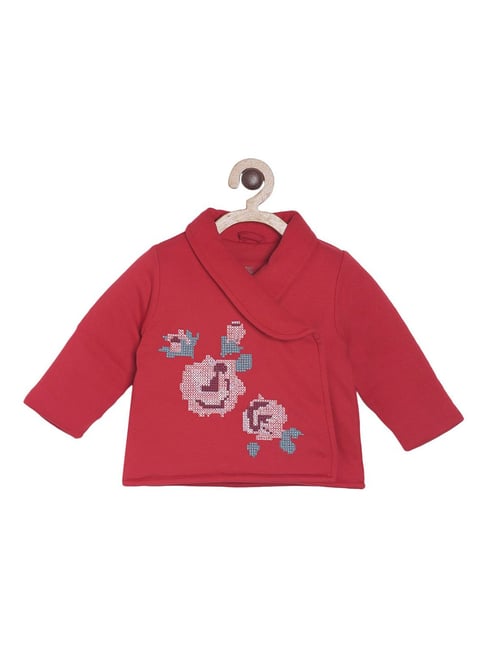 MINIKLUB Girls Red Embroidered Full Sleeves Jacket-picture-17