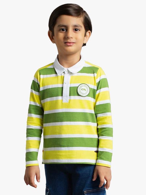 Ed-A-Mamma Boys Green Cotton Striped T-Shirt-picture-27
