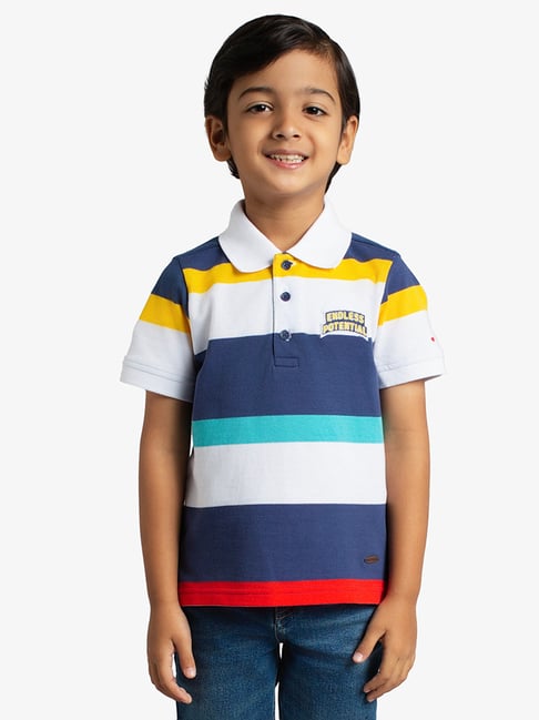 Ed-A-Mamma Boys Multi Cotton Striped T-Shirt