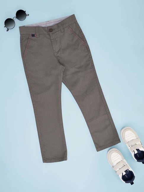 Pantaloons Junior Boys Frost Grey Cotton Solid Trousers & Pants-picture-24