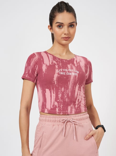 Ajile By Pantaloons Purple Cotton Slim Fit Print Tops And Tees-picture-182