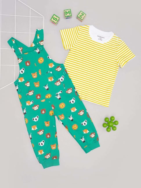 Pantaloons Baby Boys Ocean Floor & Green Cotton Printed Clothing Sets