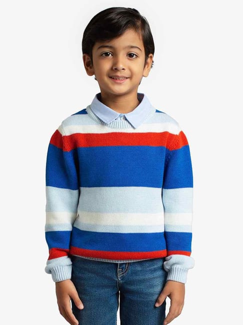 Ed-A-Mamma Boys Multi Cotton Striped Sweater