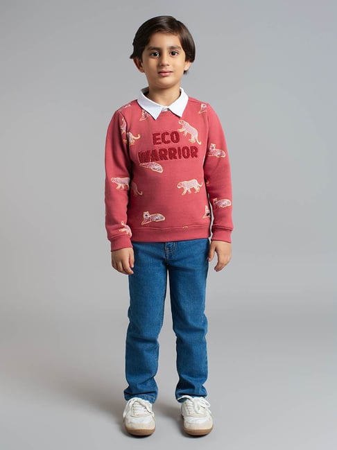 Ed-A-Mamma Boys Rust Cotton Printed Sweatshirt-picture-12