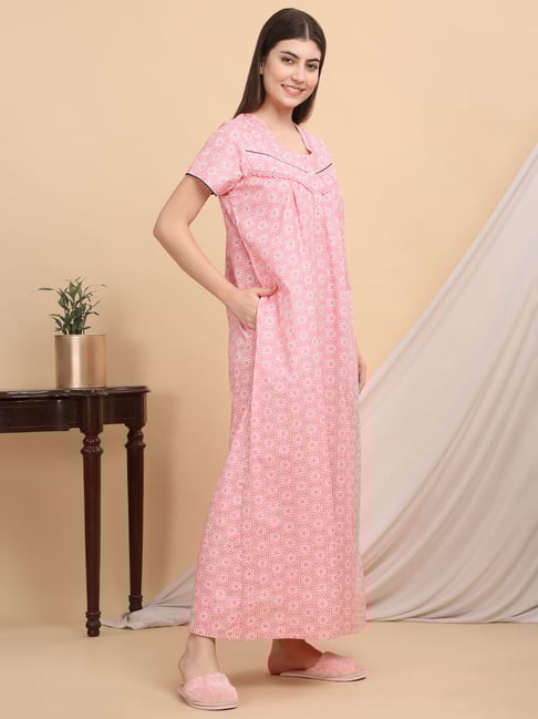 Sweet Dreams Pink Cotton Printed Nighty