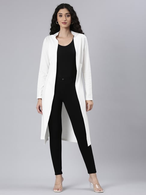 Twin Birds Off White 100% Cottonflaired Fit Shrugs And Cardigans