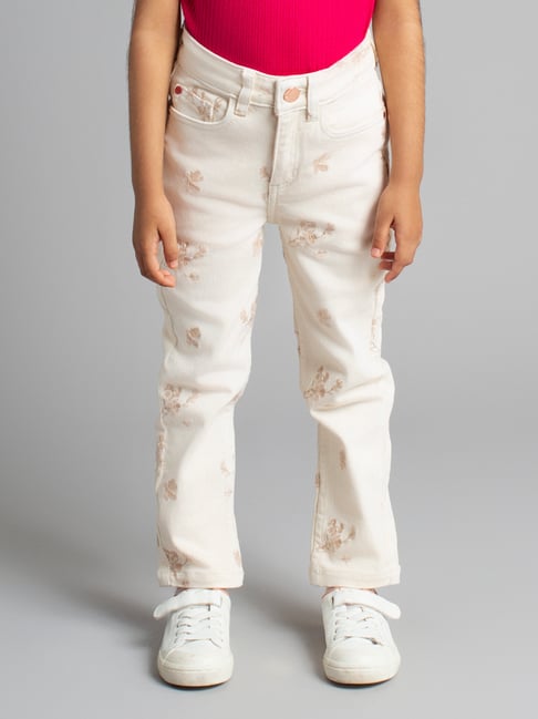 Ed-A-Mamma Girls Off White Denim Washed Jeans