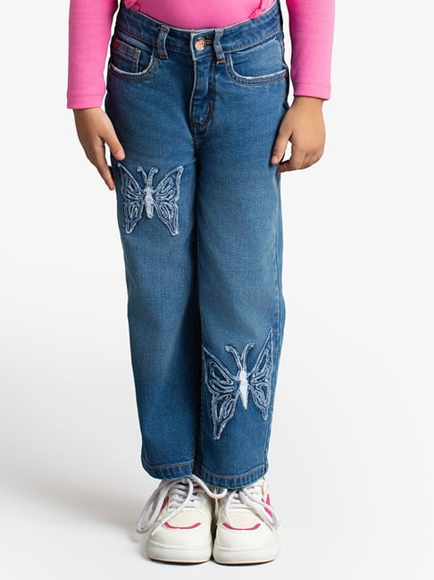Ed-A-Mamma Girls Blue Denim Washed Jeans