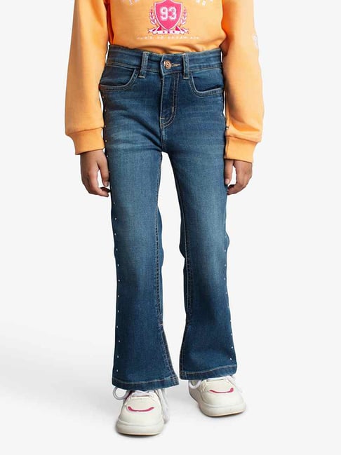 Ed-A-Mamma Girls Blue Denim Washed Jeans