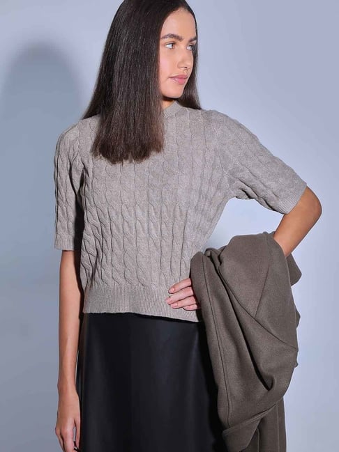 Vero Moda Grey Self Design Pullover-picture-24