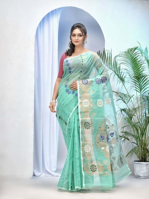 Desh Bidesh Green Woven Saree-picture-38