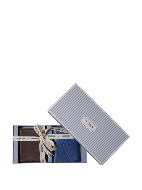 Buy Hidesign Brown Blue Casual Bi-Fold Wallet for Couple Online