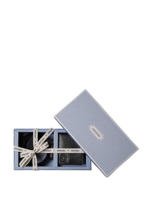 Hidesign Black & Brown Casual Bi-Fold Wallet with Belt For Men