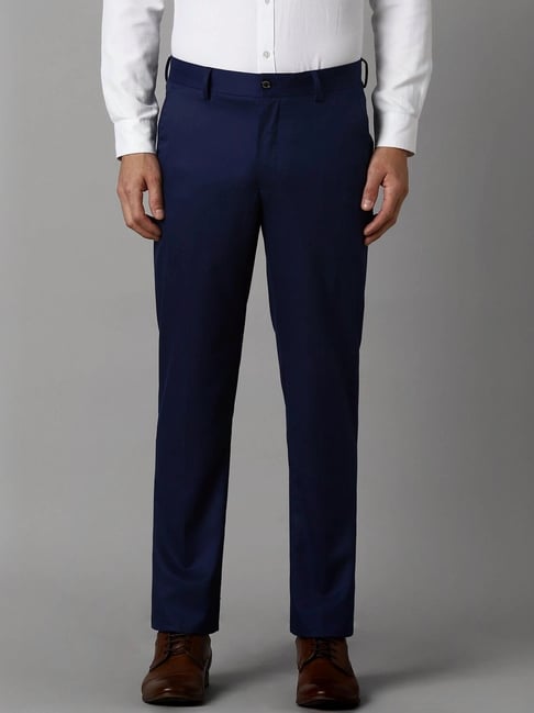 Louis Philippe Navy Slim Fit Trousers-picture-10