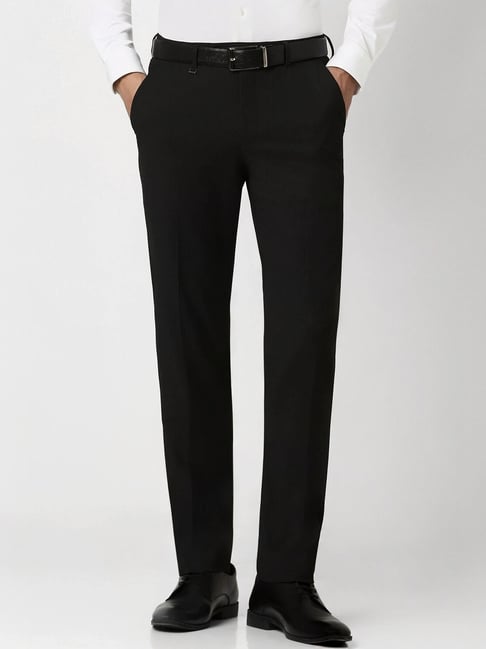 Van Heusen Black Slim Fit Self Pattern Trousers-picture-14