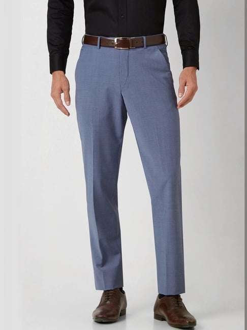 Van Heusen Blue Regular Fit Printed Trousers-picture-29