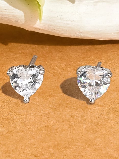 Buy Touch925 925 Pure Silver Classy Single Stone Stud Earrings