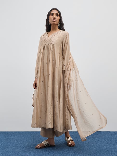 Zuba by Westside Beige Sequin Embroidered Dupatta