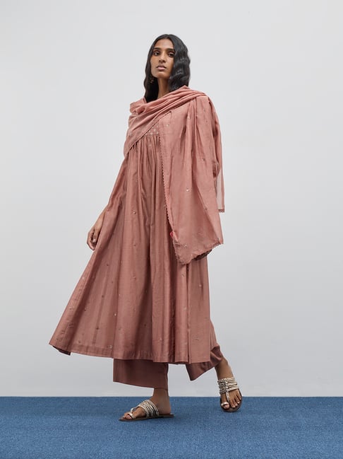 Zuba by Westside Dusty Pink Sequin Embroidered Dupatta
