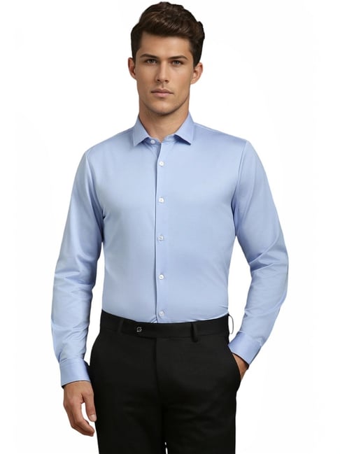 Louis Philippe Blue Cotton Slim Fit Shirt-picture-39