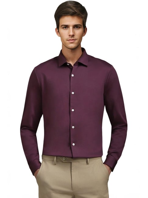 Louis Philippe Purple Cotton Slim Fit Shirt-picture-21