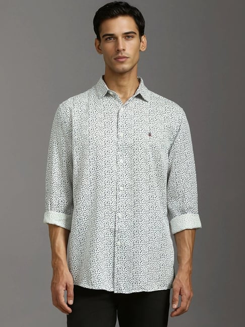 Louis Philippe White Slim Fit Printed Shirt