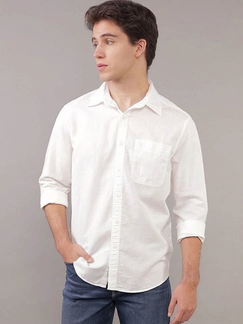 American Eagle White Regular Fit Shirt
