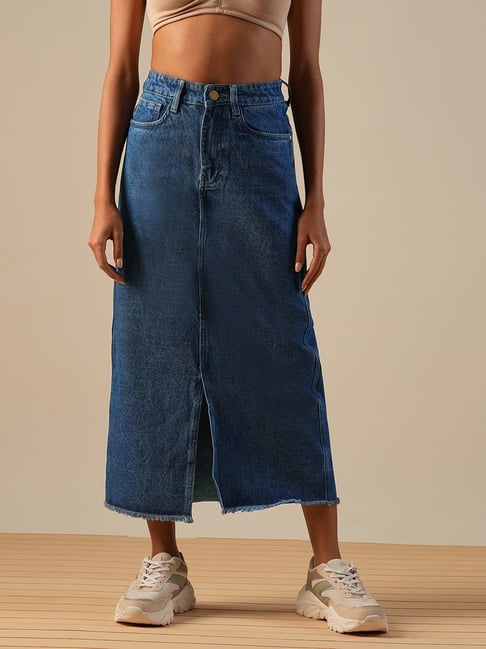 Globus Blue Solid Skirts-picture-47