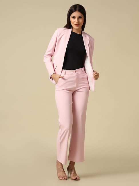 TAHVO Pink Polyviscose Solid Full Sleeves Co-Ord Set-picture-41