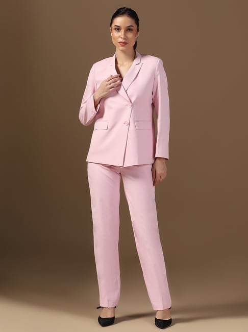 TAHVO Pink Polyviscose Solid Full Sleeves Co-Ord Set-picture-48